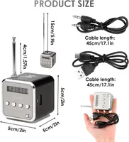 Міні-радіо Td V26, портативна колонка, MP3-плеєр, FM-радіо, USB, TF-карта, Акумулятор, Чорний — фото 6