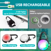 Ліхтарик-маячок HIFORT (2 шт) для нашийника, LED, 4 режими, USB, IP68, підсвітка для собак — фото 5