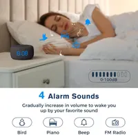 AONELAS BUFFBEE Bluetooth Speaker Alarm Clock with FM Radio - High Fidelity Sound, Full Range Dimmer, Plugged in Alarm Clock Radio for Bedroom — фото 7