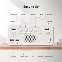Будильник CHEREEKI (S05-0754) цифровой, LED, 2 будильника, 10 мелодий, 3 расписания, USB-порт, от сети — фото 6
