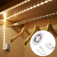 LED-стрічка 2м з датчиком руху (Теплий Білий), USB, акумуляторна, нічник для шафи, кухні — фото 8