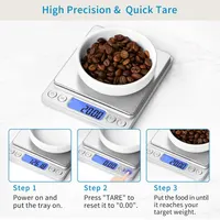 Весы Toprime (500г / 0.01г) цифровые, ювелирные, кухонные, нержавеющая сталь, Tare, PCS (Серебро) — фото 5