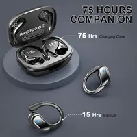 Наушники Rulefiss S05-0785 Sport (Черные), 75ч, Bluetooth 5.4, 4-ENC, IP7, LED-дисплей, с заушинами — фото 3