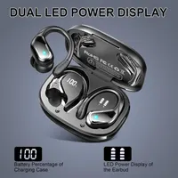Навушники Rulefiss S05-0785 Sport (Чорні), 75г, Bluetooth 5.4, 4-ENC, IP7, LED-дисплей, з завушинами