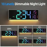 Настінний годинник LEIKE 16.2" (41см) цифровий, з пультом, 8 RGB, 2 будильники, Дата, Температура