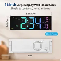 Настінний годинник LEIKE 16.2" (41см) цифровий, з пультом, 8 RGB, 2 будильники, Дата, Температура — фото 2