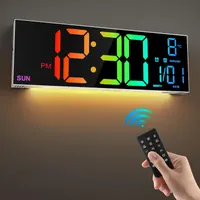 Настінний годинник LEIKE 16.2" (41см) цифровий, з пультом, 8 RGB, 2 будильники, Дата, Температура — фото 3
