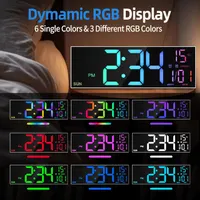 Настінний годинник LEIKE 16.2" (41см) цифровий, з пультом, 8 RGB, 2 будильники, Дата, Температура — фото 7