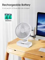 Настільний вентилятор Jonyetech (4000мАг) з авто-поворотом, USB, LED-дисплей, Тихий — фото 6