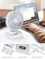 Настольный вентилятор Jonyetech (4000мАч) с авто-поворотом, USB, LED-дисплей, Тихий — фото 7