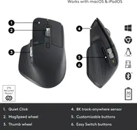 Мышь Logitech MX Master 3S (Graphite), Беспроводная, Ergo, 8K DPI, Quiet Clicks, Logi Bolt, Bluetooth — фото 11