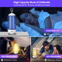 Лампа-уничтожитель комаров 2-в-1 (2500 мАч) USB, фонарь для кемпинга, IP66, UV-ловушка — фото 3