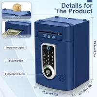 Електронна скарбничка-сейф (Navy Blue) з відбитком пальця, кодом та сенсором, ATM для дітей — фото 5