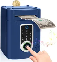 Електронна скарбничка-сейф (Navy Blue) з відбитком пальця, кодом та сенсором, ATM для дітей — фото 7
