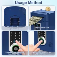 Электронная копилка-сейф (Navy Blue) с отпечатком пальца, кодом и сенсором, ATM для детей — фото 6
