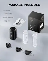 Фитнес-блендер Sangcon (2 бутылки по 600мл), Портативный, 4 лезвия, для смузи, BPA-Free (Черный) — фото 7