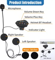 Bluetooth-гарнитура для мотошлема BT12, Hands-Free, Музыка, Шумоподавление, IP-защита — фото 2