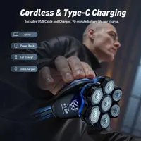 Head Shaver for Bald Men,FitSan 7D Detachable Head Face Razors, IPX7 Wet/Dry Shaving with Led Display, Waterproof and Type C Rechargeable Grooming Kit — фото 4
