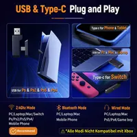 Ігрова гарнітура Ozeino (2.4ГГц / Bluetooth), Бездротові навушники для PC/PS5/PS4, з мікрофоном — фото 3