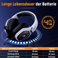 Ігрова гарнітура Ozeino (2.4ГГц / Bluetooth), Бездротові навушники для PC/PS5/PS4, з мікрофоном — фото 6