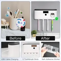 Стерилізатор зубних щіток UV (Тримач) з дозатором пасти, USB, Настінний, 5 слотів — фото 3