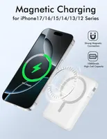 Магнитный Power Bank 10000mAh с кабелем (MagSafe Compatible), PD 20W, Дисплей, Черный