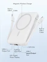 Магнитный Power Bank 10000mAh с кабелем (MagSafe Compatible), PD 20W, Дисплей, Черный — фото 2
