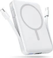 Магнитный Power Bank 10000mAh с кабелем (MagSafe Compatible), PD 20W, Дисплей, Черный — фото 4