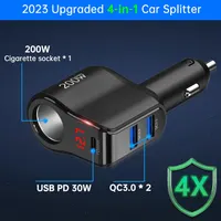 Разветвитель прикуривателя 200W (3 Гнезда + USB-C PD), Вольтметр, Выключатели — фото 2