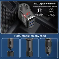 Разветвитель прикуривателя 200W (3 Гнезда + USB-C PD), Вольтметр, Выключатели — фото 5