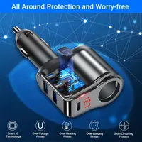 Разветвитель прикуривателя 200W (3 Гнезда + USB-C PD), Вольтметр, Выключатели — фото 7