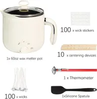 Wax Melter for Candle Making Non-stick and Keep Warm 1.8L Large Electric Wax Melting Pot with Pouring Spout - Wicks, Wick Stickers, Centering Device, Spoon, Candle Making Supplies