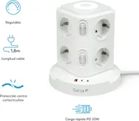 Мережевий фільтр-вежа (Tower) 11-в-1: 8 розеток + USB-C PD 20W + Нічник