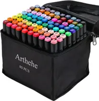 80 Colors Markers Pens Set, Permanent Art Marker Pens for Kids and Adults, Double Tipped Graphic Marker Pen for Manga/Anime/Fun doodling — фото 2