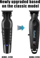 KEMEI 2293 Professional Hair/Beard Trimmer for Men Zero Gapped Hair Clippers for Barber with T Blade, Cordless Rechargeable, Black — фото 2