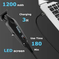 KEMEI 2293 Professional Hair/Beard Trimmer for Men Zero Gapped Hair Clippers for Barber with T Blade, Cordless Rechargeable, Black — фото 3