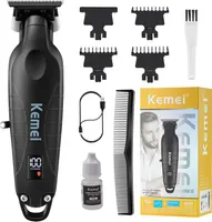 KEMEI 2293 Professional Hair/Beard Trimmer for Men Zero Gapped Hair Clippers for Barber with T Blade, Cordless Rechargeable, Black — фото 7