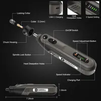 HARDELL Mini Cordless Rotary Tool 4V, Power Rotary Tool Kit 5-Speeds 25000RPM with 101pcs Accessories, Type-C Charging Rotary Tool Cordless for Carving, Sanding, Drilling, Cutting, Polishing etc — фото 8