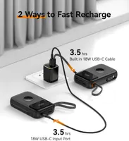 Power Bank Kuulaa 10000mAh для iPhone и Apple Watch (Встроенные кабели), Быстрая зарядка