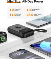 Power Bank Kuulaa 10000mAh для iPhone и Apple Watch (Встроенные кабели), Быстрая зарядка — фото 2