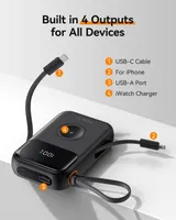 Power Bank Kuulaa 10000mAh для iPhone и Apple Watch (Встроенные кабели), Быстрая зарядка — фото 4