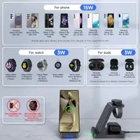 Бездротова зарядна станція 3-в-1 для Samsung (Galaxy S24/Fold/Flip, Watch, Buds) — фото 6