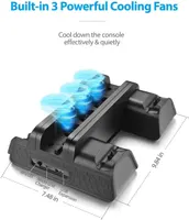 Vertical Stand for PS4/PS4 Slim/PS4 Pro – Cooling Fan with PS4 Charger Controller Charging Station with Game Storage (Black) — фото 4