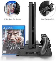 Вертикальна підставка для PS4 / Slim / Pro з охолодженням та зарядкою джойстиків, Чорна — фото 2