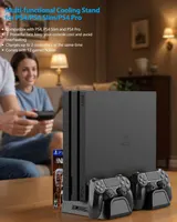 Вертикальная подставка для PS4 / Slim / Pro с охлаждением и зарядкой джойстиков, Черная — фото 3