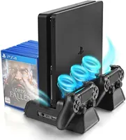 Вертикальная подставка для PS4 / Slim / Pro с охлаждением и зарядкой джойстиков, Черная — фото 5
