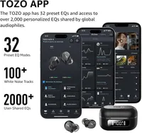 Беспроводные наушники TOZO NC9 с активным шумоподавлением (ANC 45dB), IPX8, Черные — фото 6
