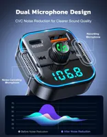 FM-трансмиттер Bluetooth 5.3 в авто (2026), Зарядка PD 36W + QC 3.0, 2 микрофона — фото 5