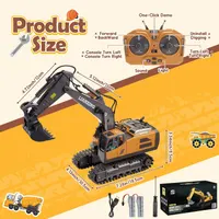 1:20 Scale RC Excavator Tractor Toys for 3-9 Year Olds, 2.4 GHz Remote Control Digger, 11 Channel Construction Toys for Boys' Birthday Gifts — фото 4