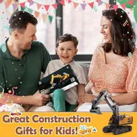 1:20 Scale RC Excavator Tractor Toys for 3-9 Year Olds, 2.4 GHz Remote Control Digger, 11 Channel Construction Toys for Boys' Birthday Gifts — фото 7